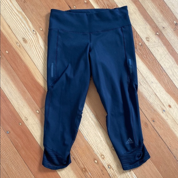 Adidas Womens Running Climacool Black Capri Mesh Panel Leggings‎ XS - Picture 1 of 5